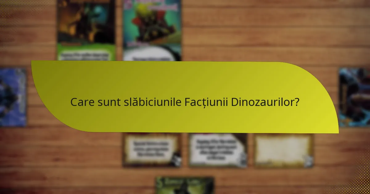 Care sunt slăbiciunile Facțiunii Dinozaurilor?