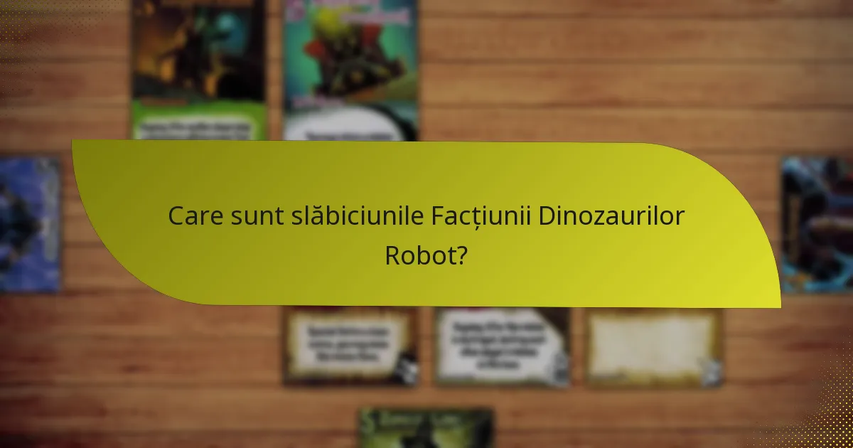 Care sunt slăbiciunile Facțiunii Dinozaurilor Robot?