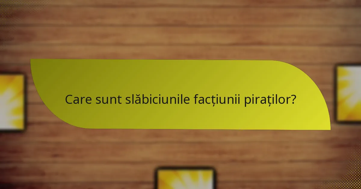 Care sunt slăbiciunile facțiunii piraților?